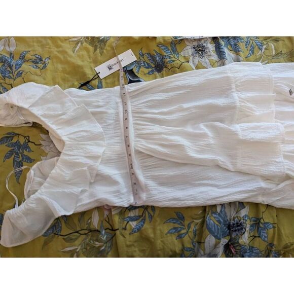 Calvin Klein white ruffled neckline a line mini dress sz 2p nwt - Picture 6 of 7